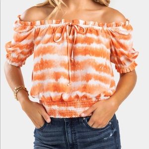 Tie-Dye Smocked Blouse